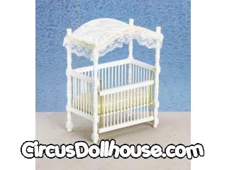 White canopy outlet crib